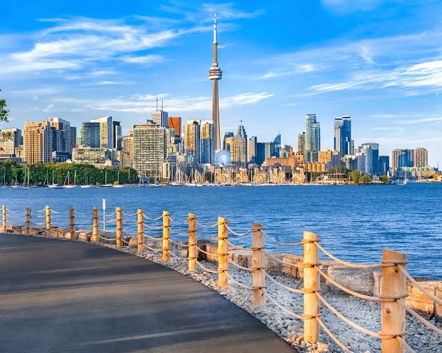 Toronto view lake Ontario CN Tower
